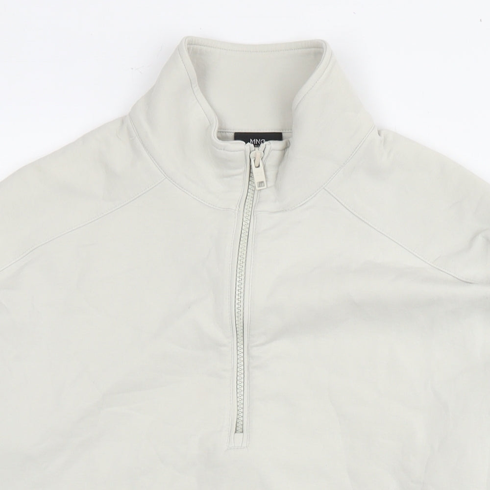 Mango Mens Ivory Cotton Pullover Sweatshirt Size S