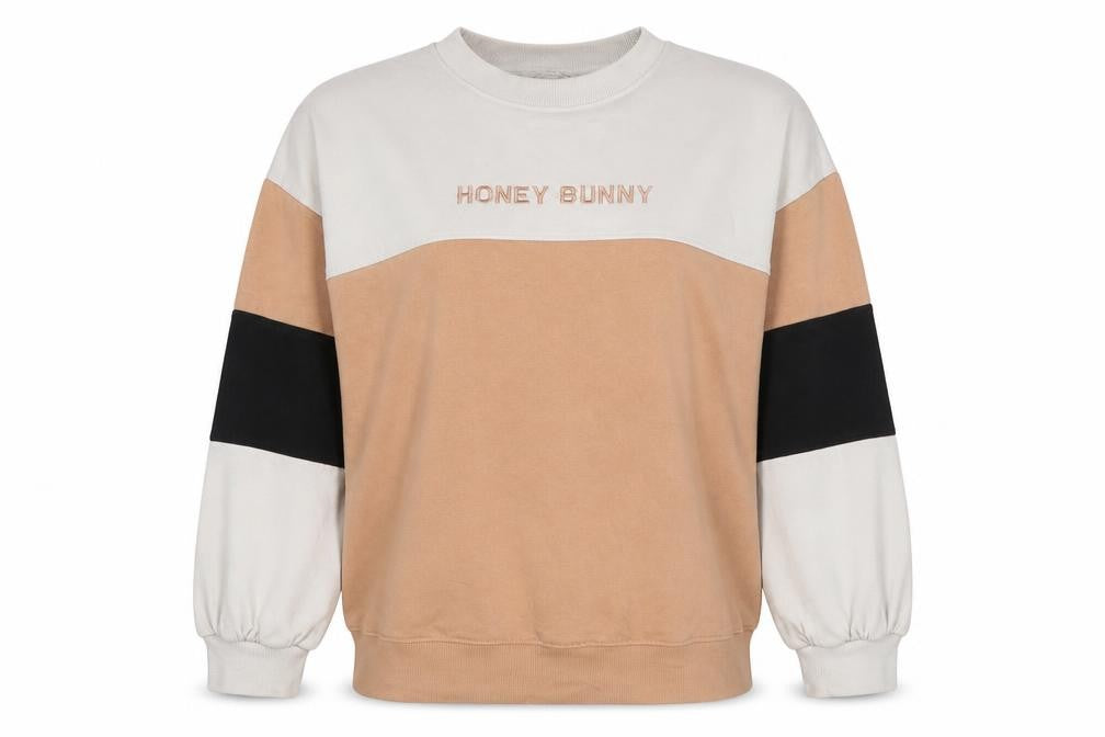 Front view of Missguided women’s multicoloured polyester pullover sweatshirt, size UK 8, pullover - honey bunny