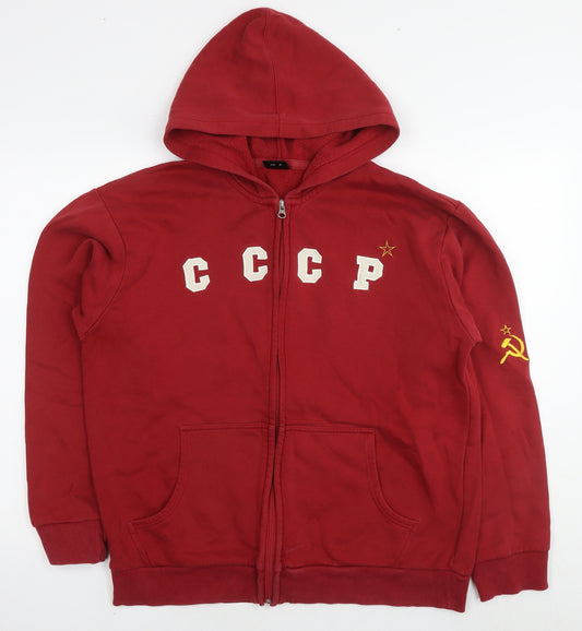 NEXT Mens Red Cotton Full Zip Hoodie Size L - CCCP