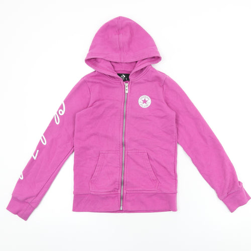 Converse Girls Pink Cotton Full Zip Hoodie Size 10-11 Years Zip