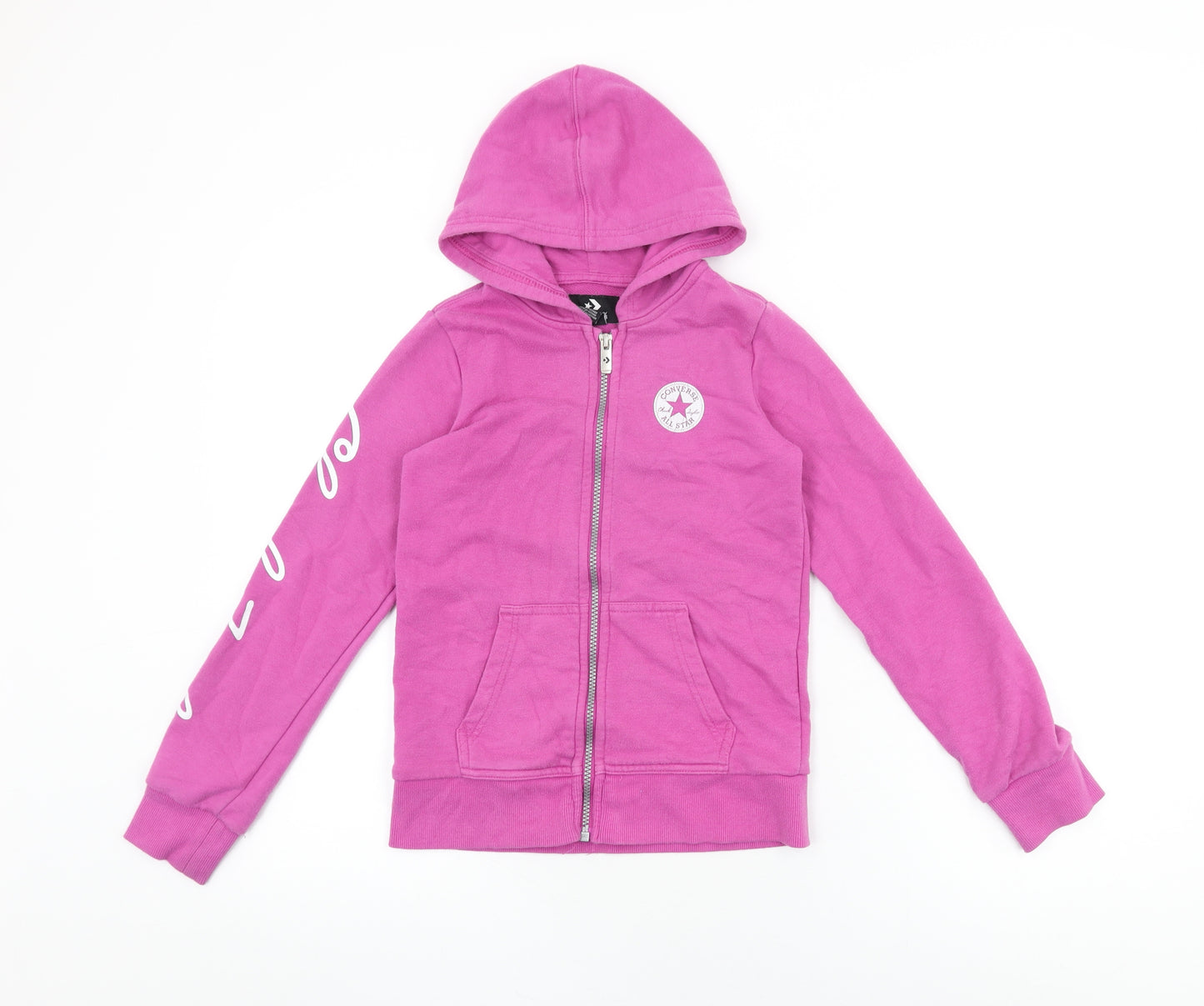 Converse Girls Pink Cotton Full Zip Hoodie Size 10-11 Years Zip