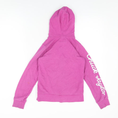 Converse Girls Pink Cotton Full Zip Hoodie Size 10-11 Years Zip