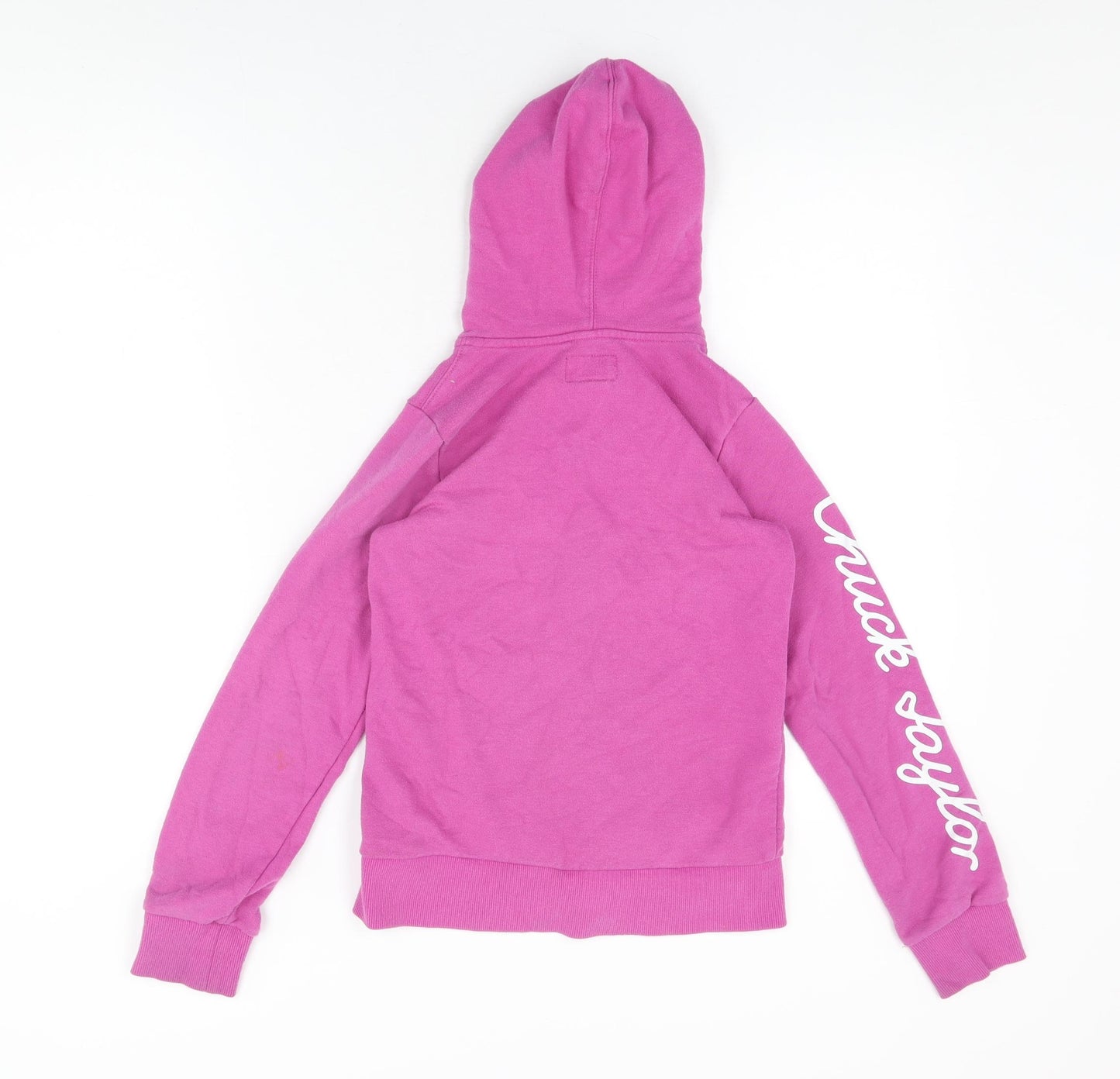 Converse Girls Pink Cotton Full Zip Hoodie Size 10-11 Years Zip