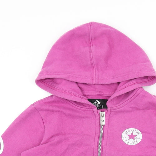 Converse Girls Pink Cotton Full Zip Hoodie Size 10-11 Years Zip