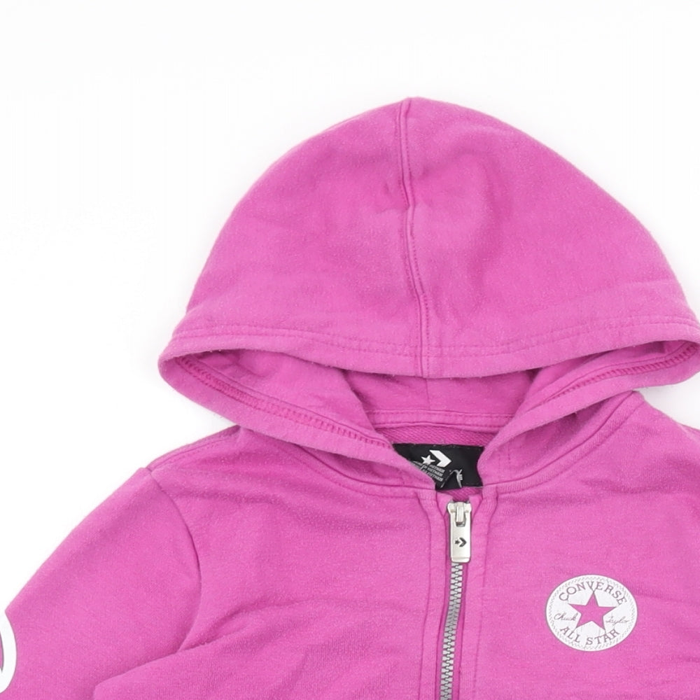 Converse Girls Pink Cotton Full Zip Hoodie Size 10-11 Years Zip