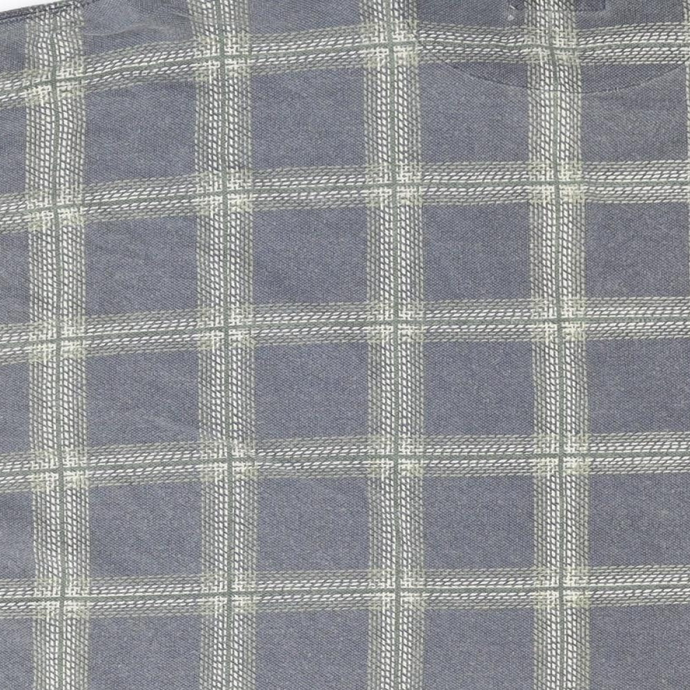 Global Tracking Mens Blue Plaid Cotton Polo Size L Collared Button