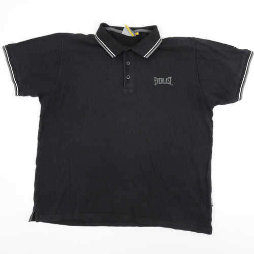 Everlast Mens Black Cotton Polo Size L Collared Button