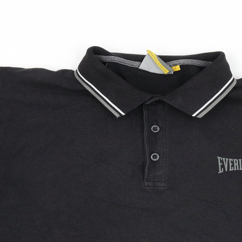 Everlast Mens Black Cotton Polo Size L Collared Button