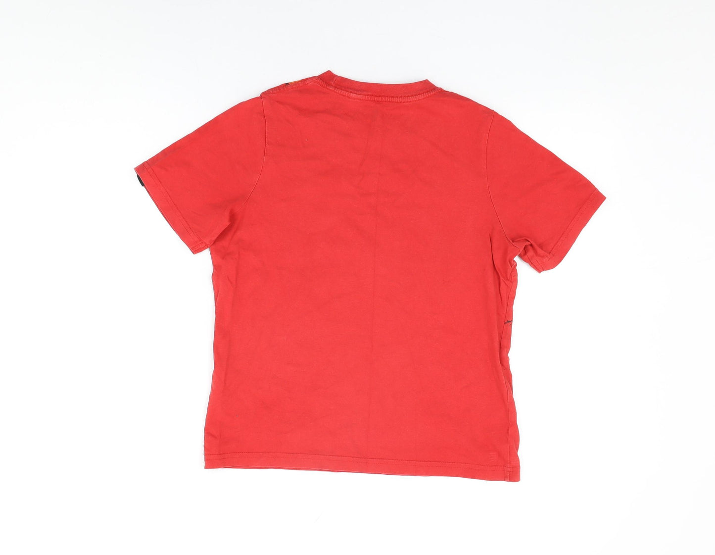 No Fear Boys Red Cotton Basic T-Shirt Size 13 Years Round Neck Pullover - Skull Print