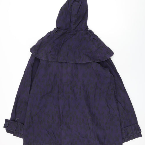 HOOCH Womens Purple Geometric Overcoat Coat Size 14 Button - Leaf Print