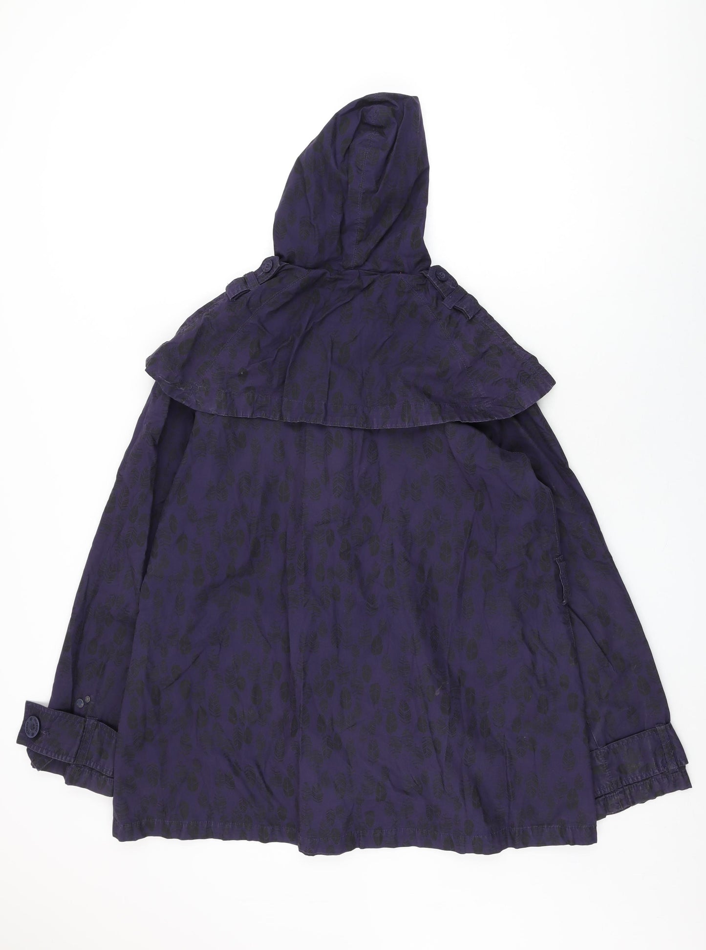 HOOCH Womens Purple Geometric Overcoat Coat Size 14 Button - Leaf Print