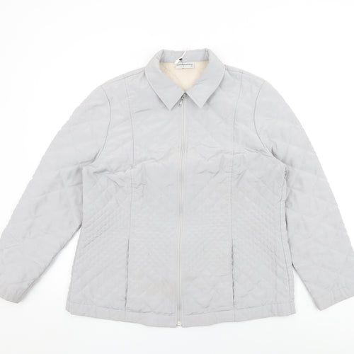 Sommermann Womens Grey Quilted Jacket Size 14 Zip