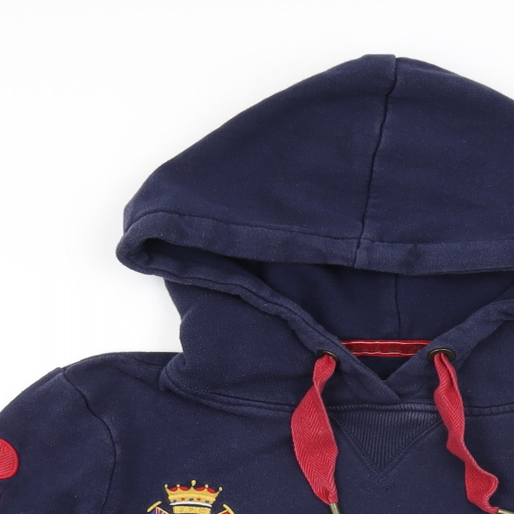Joules Womens Blue Cotton Pullover Hoodie Size 10 Pullover - St Moritz Snow Polo Team