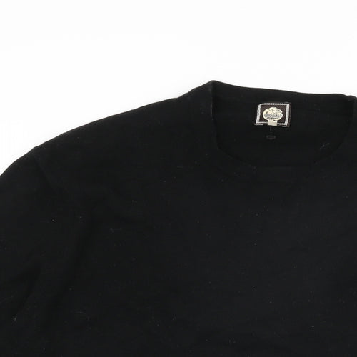 Pretty Green Mens Black Round Neck Wool Pullover Jumper Size L Long Sleeve