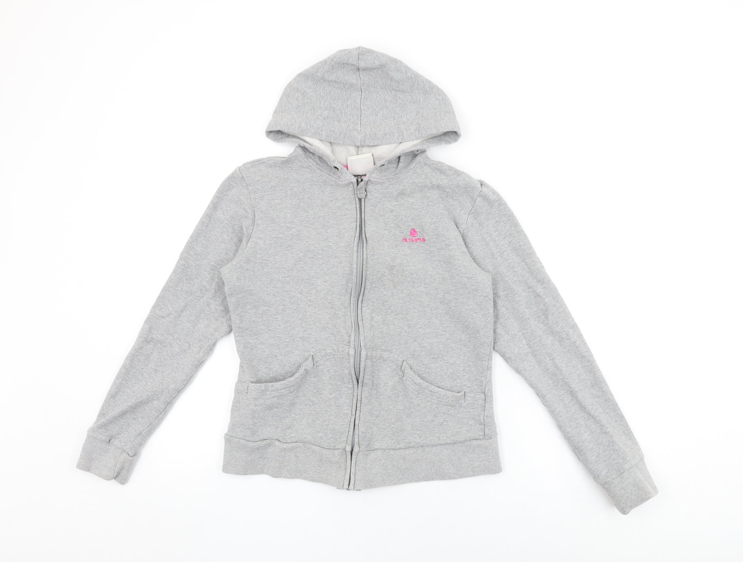 Olympus Girls Grey Cotton Full Zip Hoodie Size 14 Years Zip