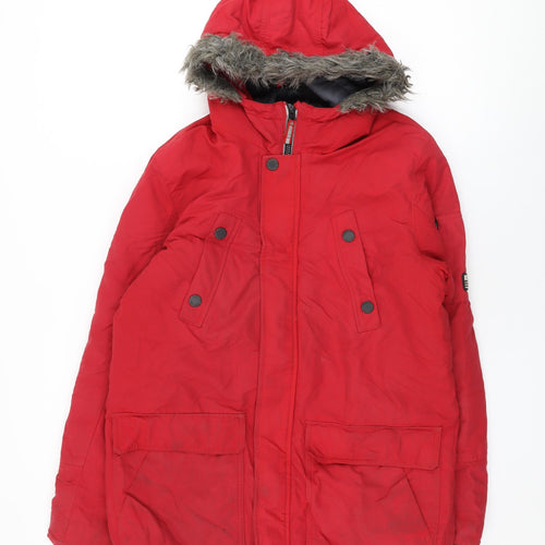 NEXT Boys Red Overcoat Coat Size 16 Years Zip