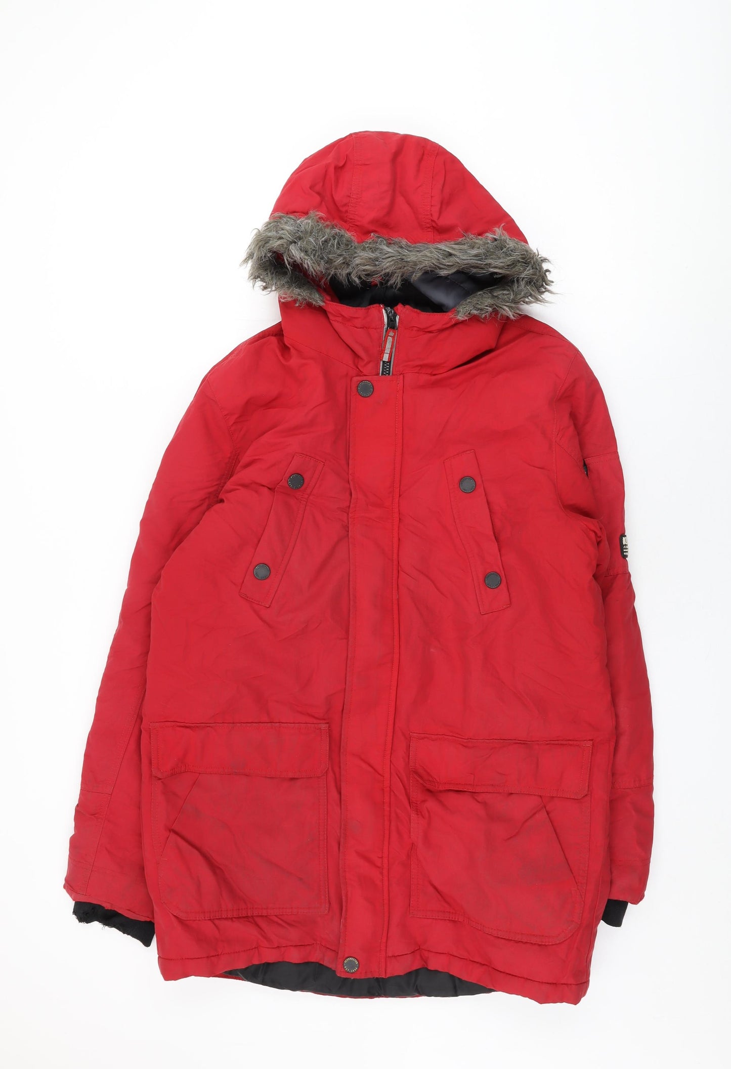NEXT Boys Red Overcoat Coat Size 16 Years Zip