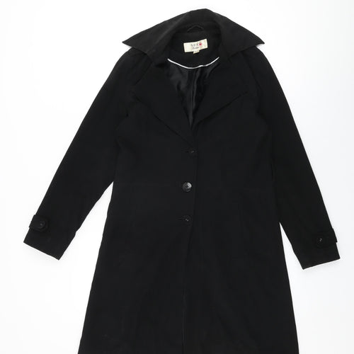 NEXT Womens Black Trench Coat Coat Size 8 Button
