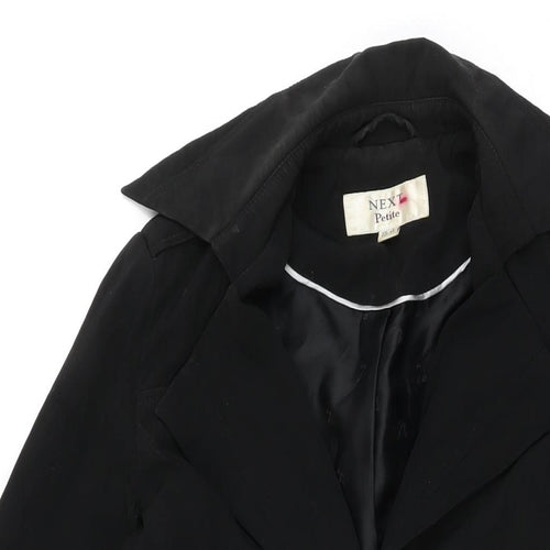 NEXT Womens Black Trench Coat Coat Size 8 Button