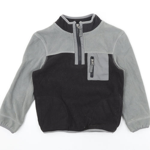 Marks and Spencer Boys Grey Polyester Pullover Sweatshirt Size 7-8 Years Zip
