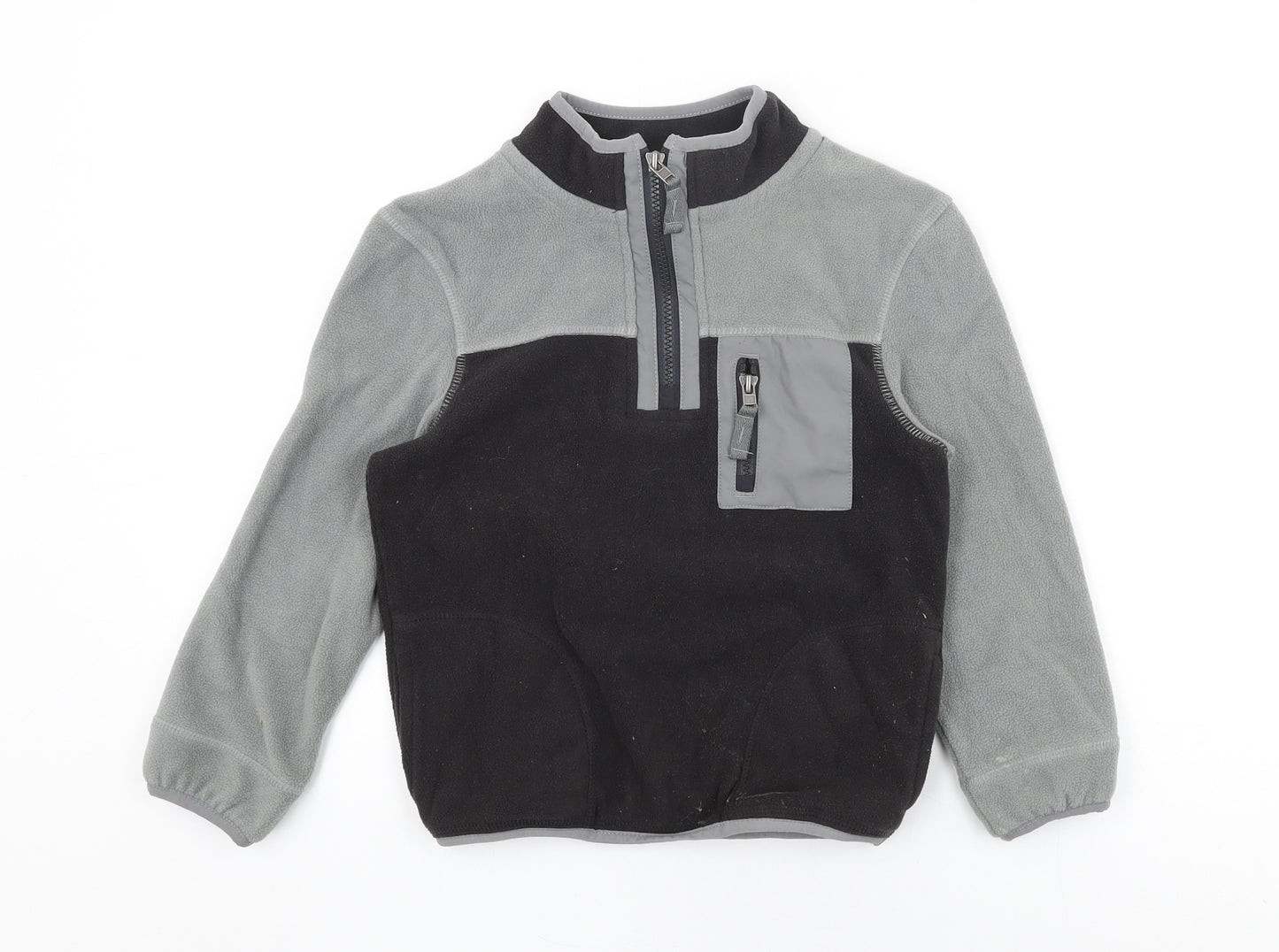 Marks and Spencer Boys Grey Polyester Pullover Sweatshirt Size 7-8 Years Zip