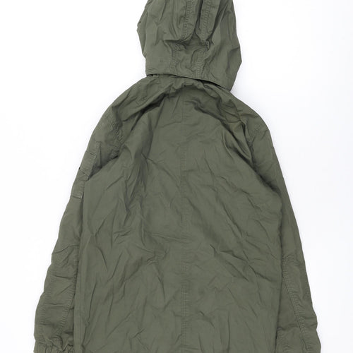 H&M Boys Green Overcoat Coat Size 13 Years Zip