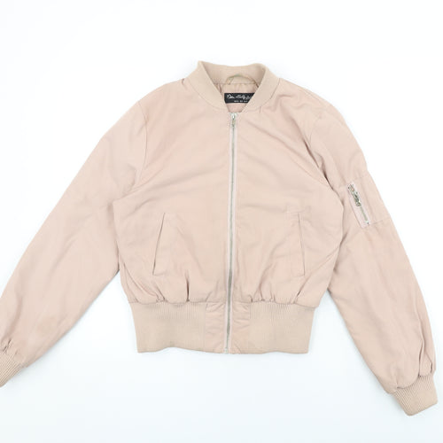 Miss Selfridge Womens Pink Bomber Jacket Coat Size 10 Zip