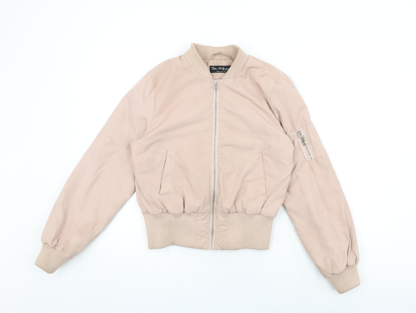Miss Selfridge Womens Pink Bomber Jacket Coat Size 10 Zip