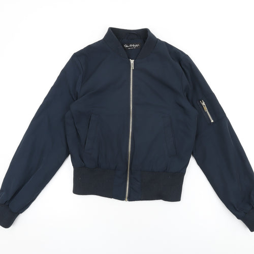 Miss Selfridge Womens Blue Bomber Jacket Coat Size 8 Zip