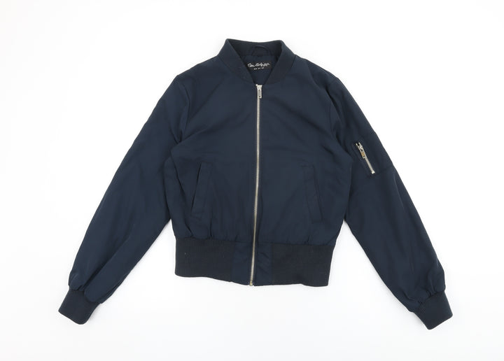 Miss Selfridge Womens Blue Bomber Jacket Coat Size 8 Zip