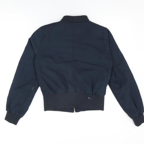Miss Selfridge Womens Blue Bomber Jacket Coat Size 8 Zip