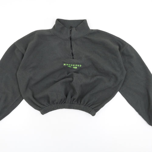 Missguided Womens Grey Polyester Pullover Sweatshirt Size 8 Zip - Missguided Logo