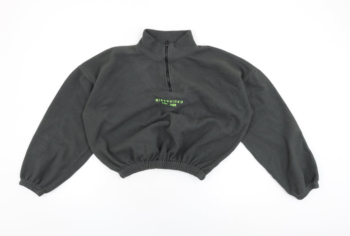 Missguided Womens Grey Polyester Pullover Sweatshirt Size 8 Zip - Missguided Logo