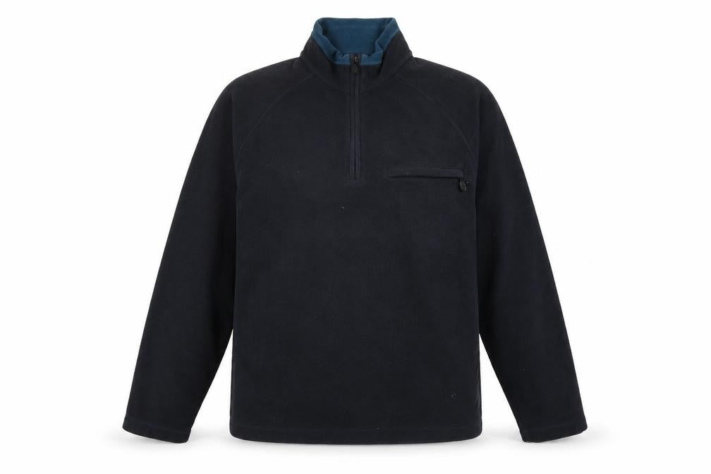 Front view of Marks & Spencer men’s blue polyester pullover sweatshirt, size M