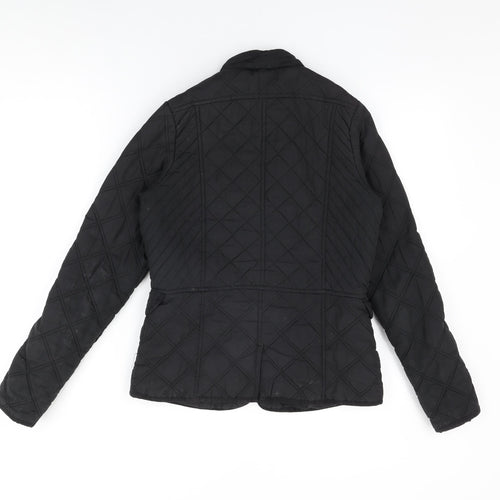 Dunnes Womens Black Quilted Jacket Size 8 Zip