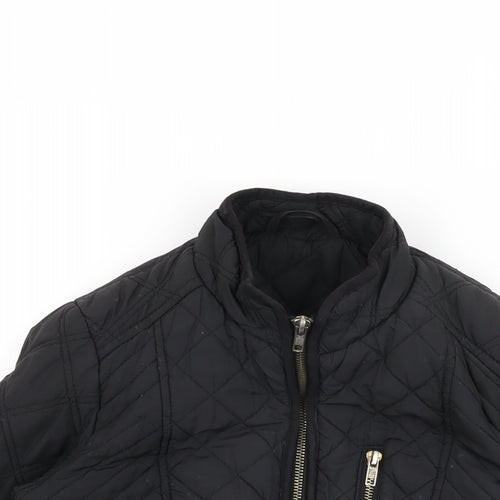Dunnes Womens Black Quilted Jacket Size 8 Zip