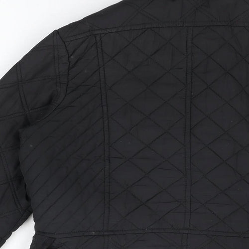 Dunnes Womens Black Quilted Jacket Size 8 Zip