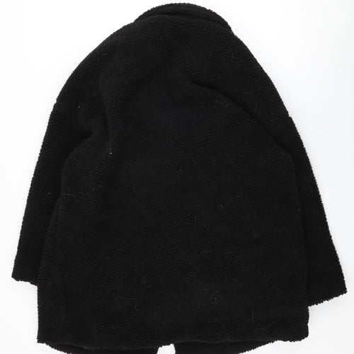 PRETTYLITTLETHING Womens Black Overcoat Coat Size 14 Button