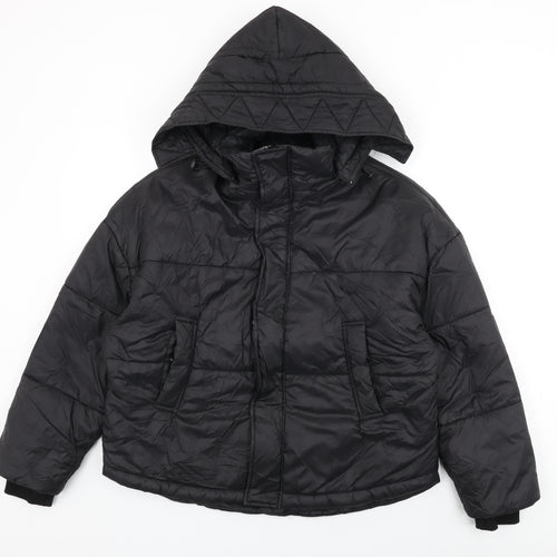 Boohoo Womens Black Puffer Jacket Coat Size 10 Zip