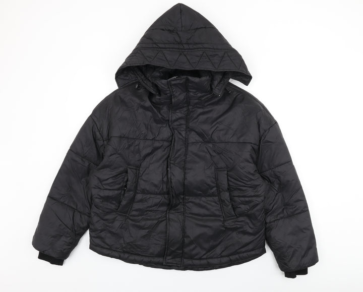 Boohoo Womens Black Puffer Jacket Coat Size 10 Zip