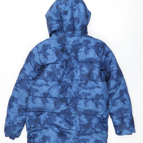 Marks and Spencer Boys Blue Geometric Puffer Jacket Coat Size 12-13 Years Zip