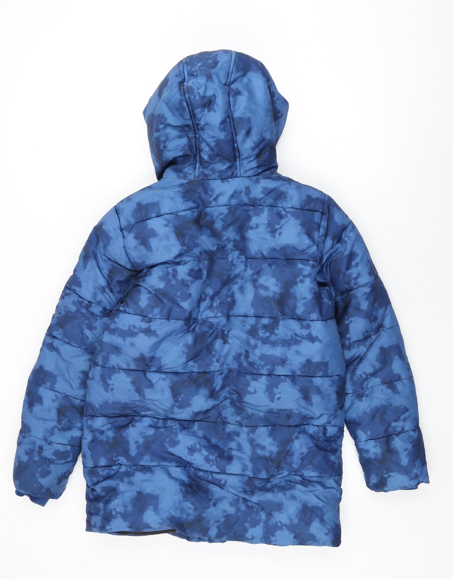 Marks and Spencer Boys Blue Geometric Puffer Jacket Coat Size 12-13 Years Zip