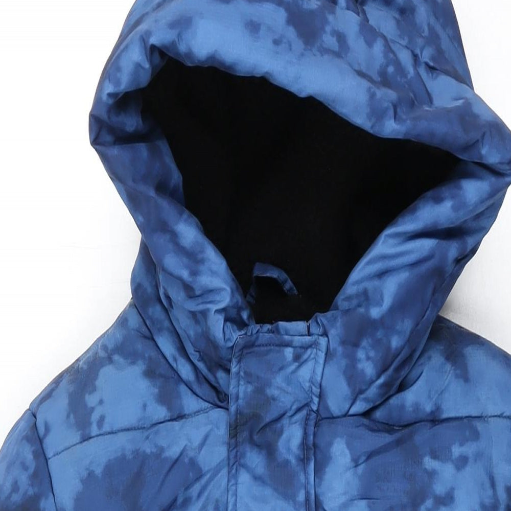 Marks and Spencer Boys Blue Geometric Puffer Jacket Coat Size 12-13 Years Zip