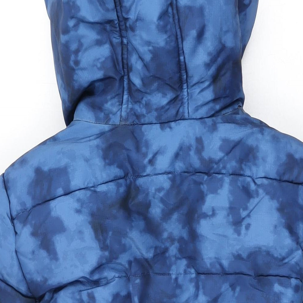 Marks and Spencer Boys Blue Geometric Puffer Jacket Coat Size 12-13 Years Zip