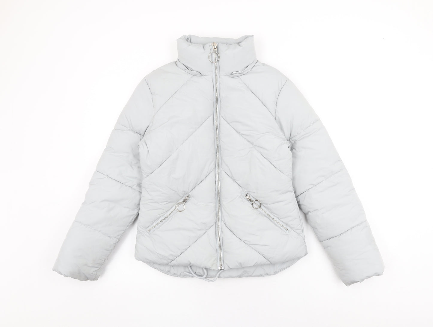 Topshop Womens Blue Puffer Jacket Coat Size 4 Zip