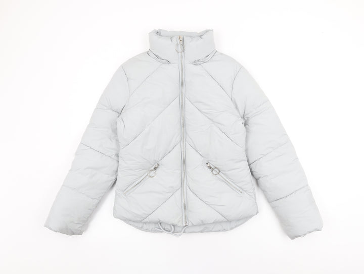 Topshop Womens Blue Puffer Jacket Coat Size 4 Zip