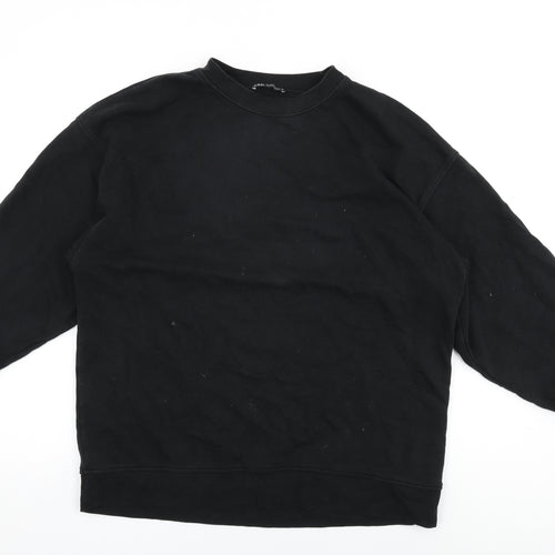 Zara Womens Black Cotton Pullover Sweatshirt Size M Pullover