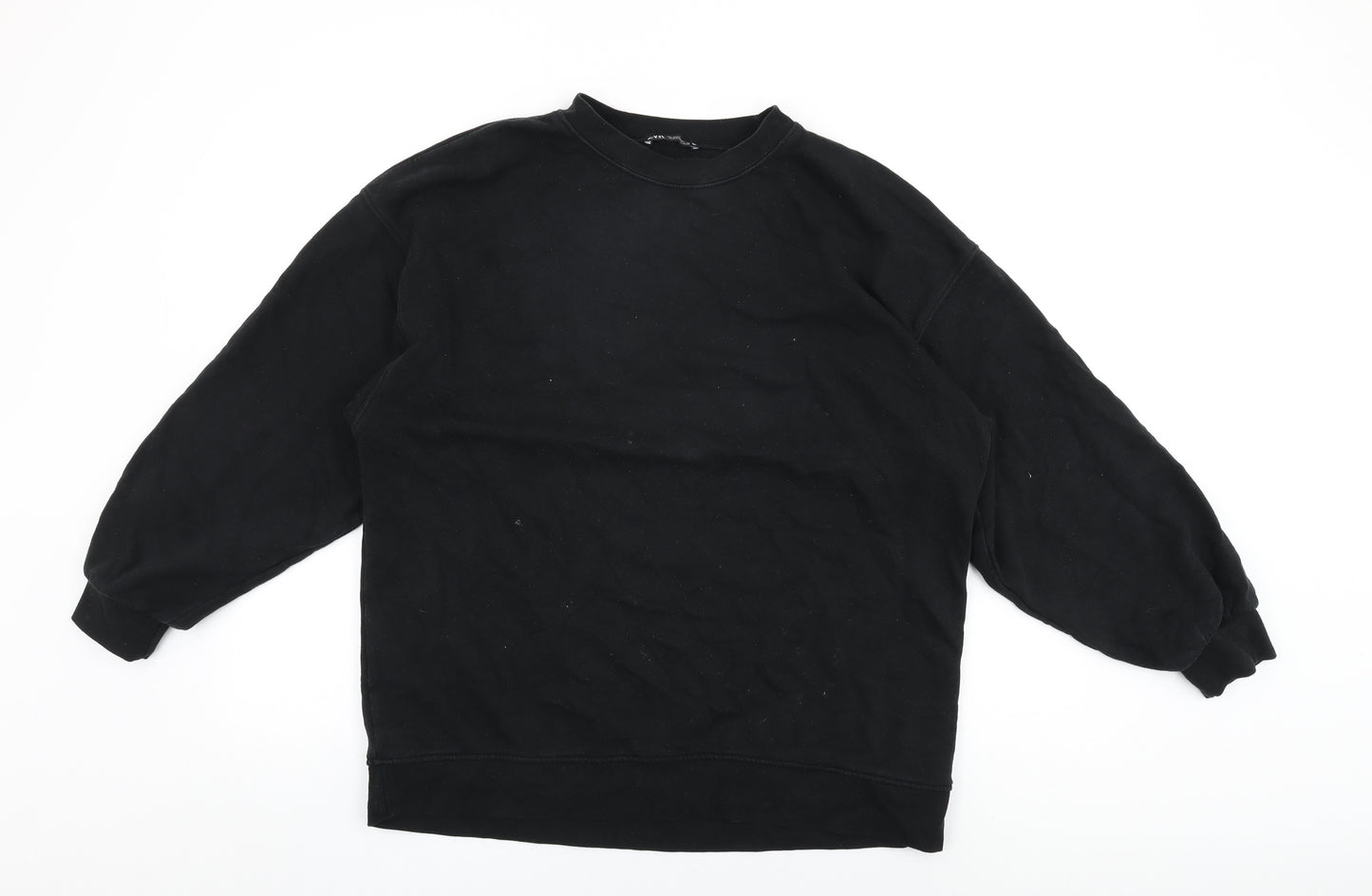 Zara Womens Black Cotton Pullover Sweatshirt Size M Pullover
