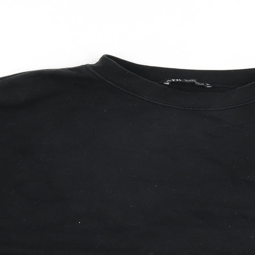 Zara Womens Black Cotton Pullover Sweatshirt Size M Pullover