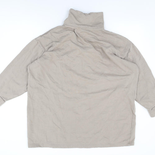 H&M Womens Beige Cotton Pullover Sweatshirt Size M Zip